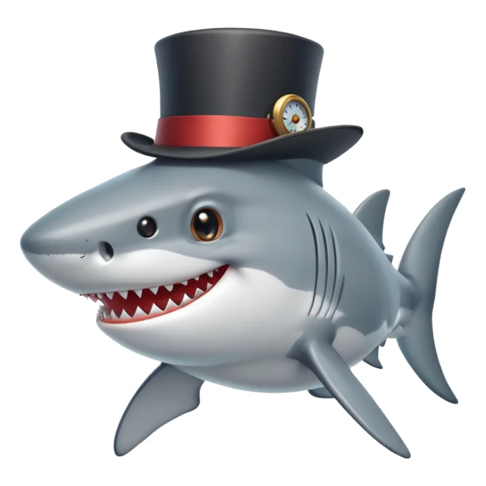 smiling shark with a monocle and top hat sticker