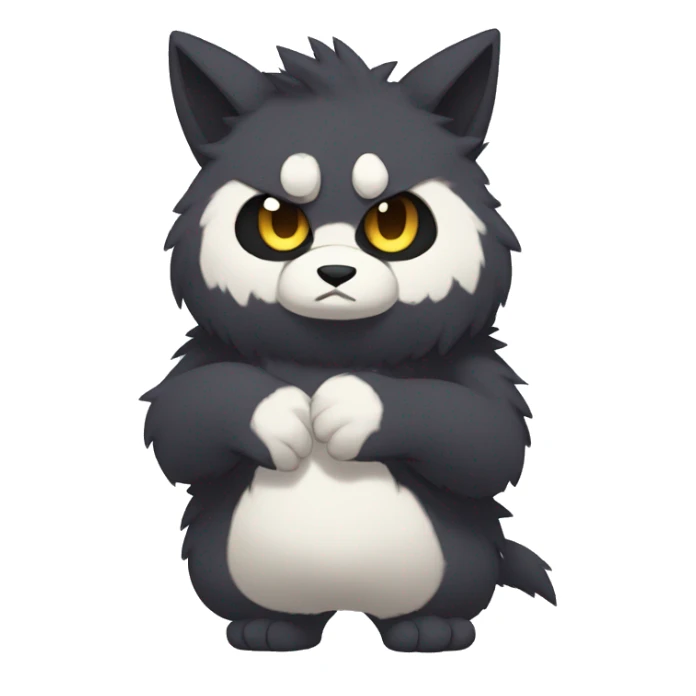 Dark Edgy Cool Shy Grumpy Fluffy FurSona Fakemon Full Body sticker
