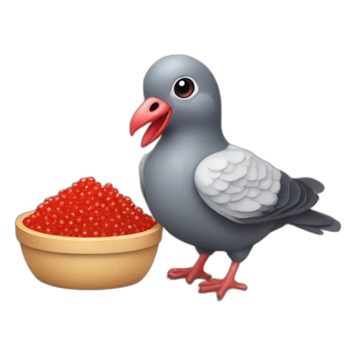pidgeon holding red caviar in hand sticker