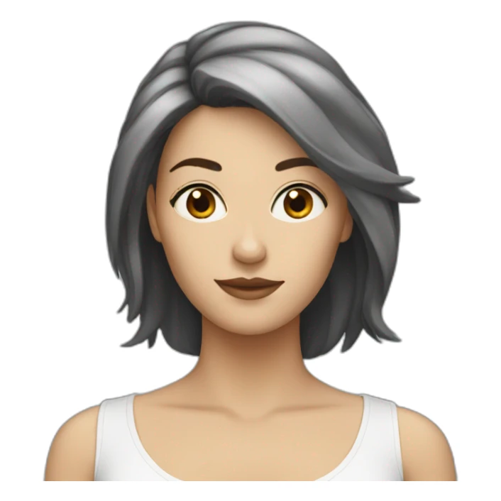 White woman with black and blond hair sticker