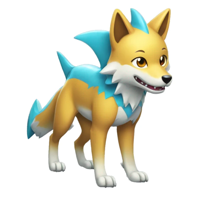 Shiny Colorful Wolf-Pokémon with a shark tail and a shark fin on back Full Body sticker