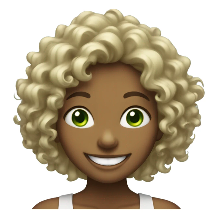 Green eyed girl, with curly hair laughing sticker