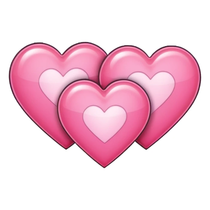 three pink pixel hearts with white-glowing effect sticker
