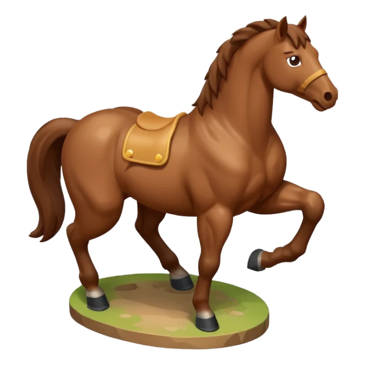 horse rearing up, isometric view, emoji style sticker