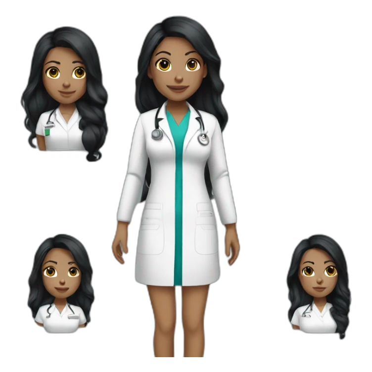 nurse white skin black hair girl sticker