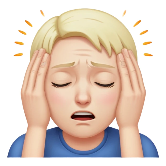 Face clutching head in agony and pain sticker