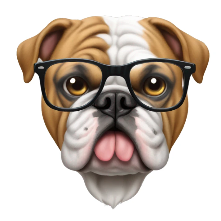English bulldog with glasses  sticker