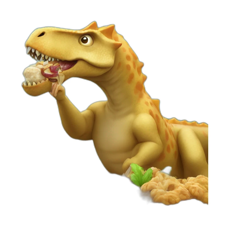 crazy man eating perogis on a dinosaur sticker