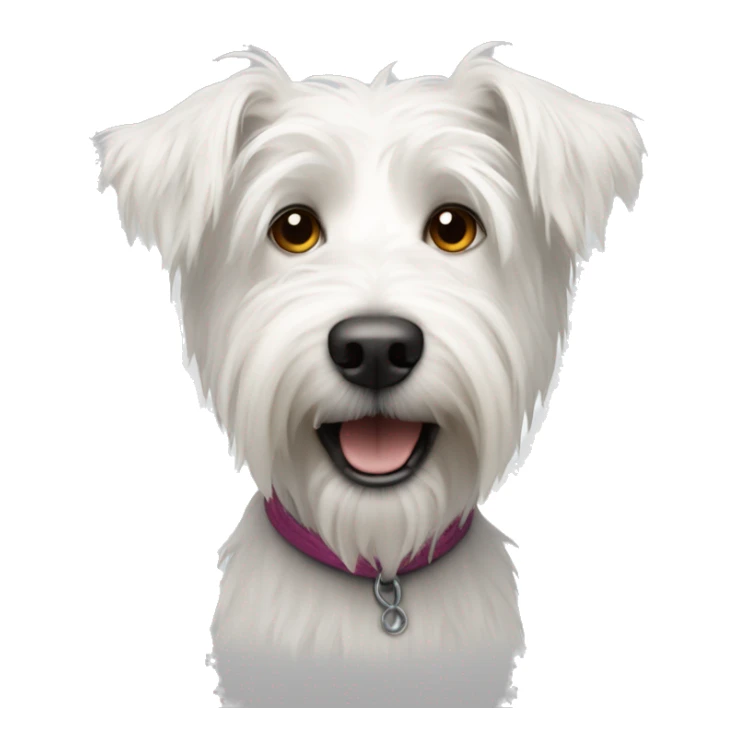 Thin shaggy scruffy white terrier dog sticker
