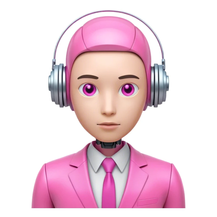 very human looking-like 3d robot office worker in intensive pink color suit sticker