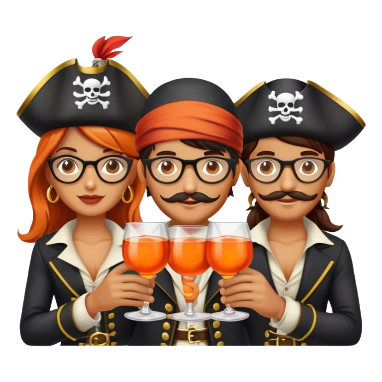 happy family of pirates drinking aperol sticker