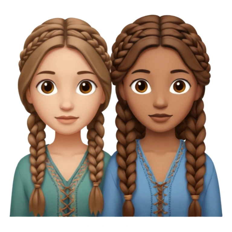 2 long brown braided hair boho women  sticker