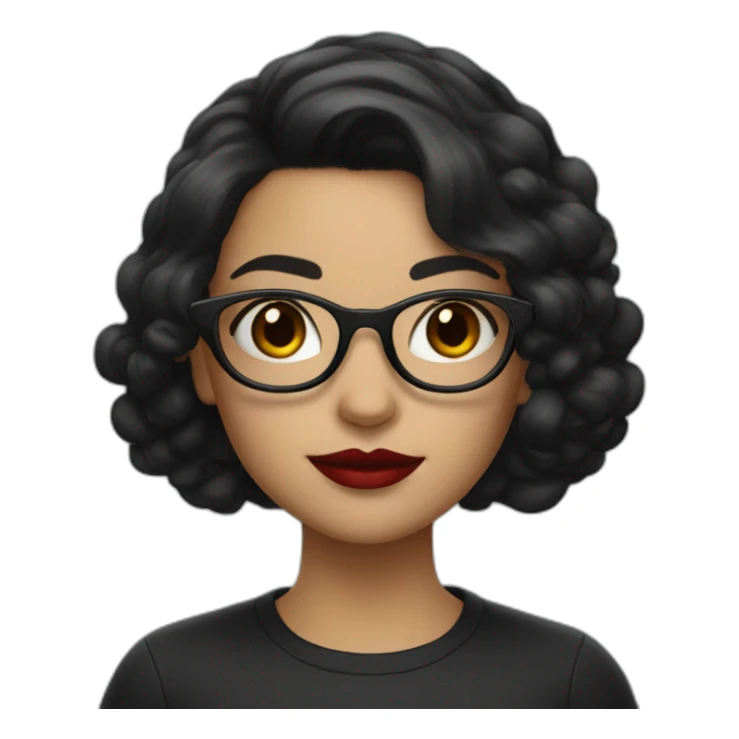 A girl with a dark hairstyle, red lipstick on her lips and glasses for vision sticker