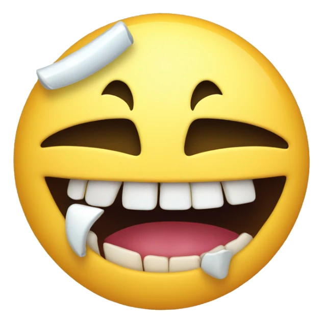a beaten up smiley face missing a tooth and trying to smile sticker