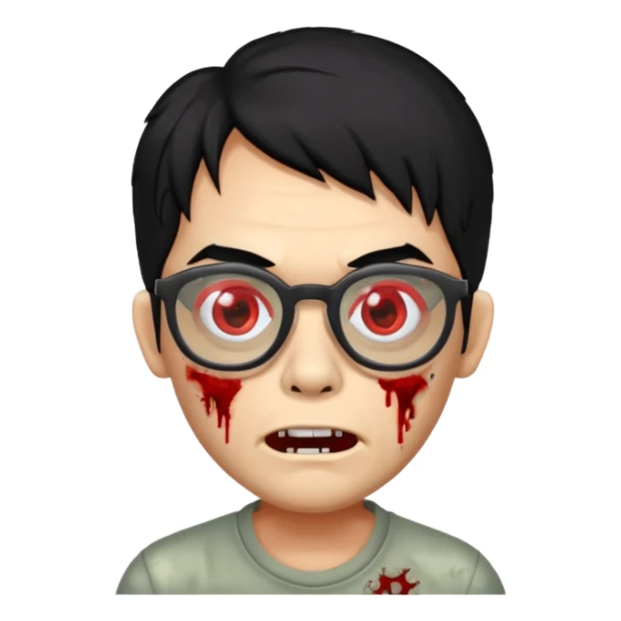 zombie black hair with big red glasses sticker