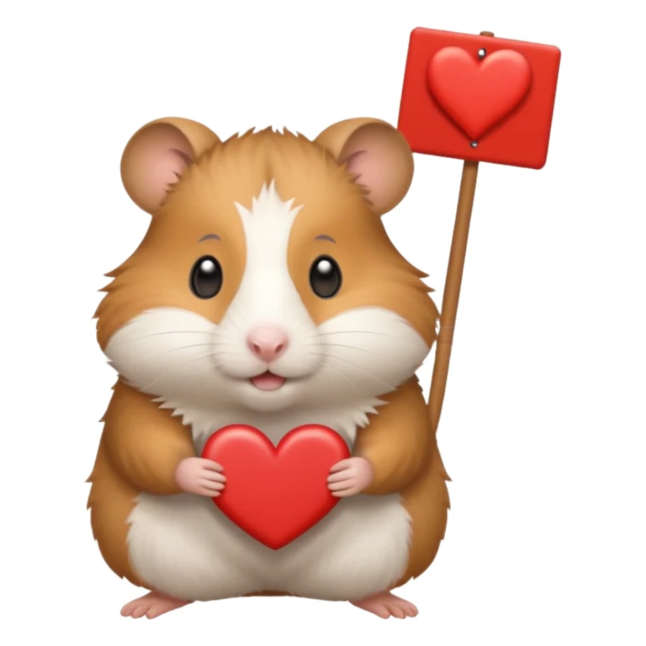 Hamster with a sign that says “I LOVE U MORE sticker