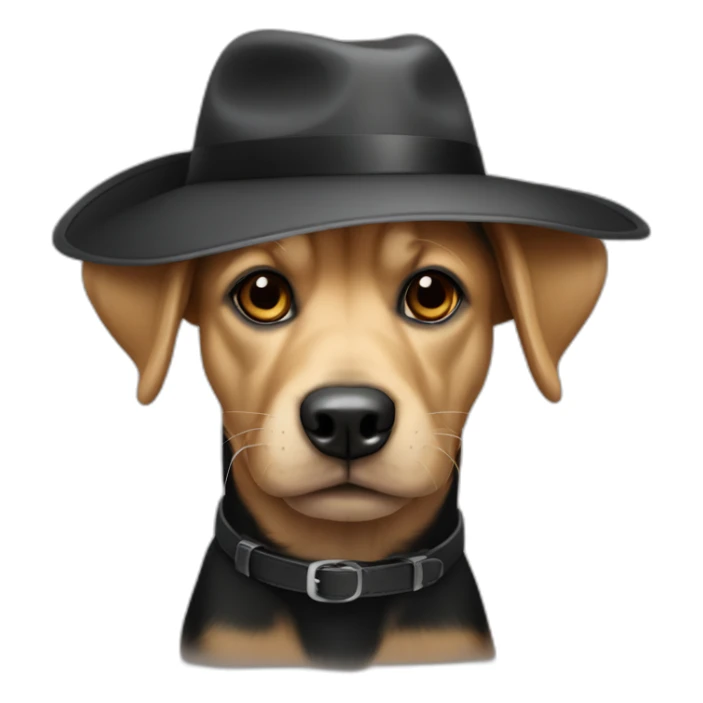Chien avec un chapeau noir sticker