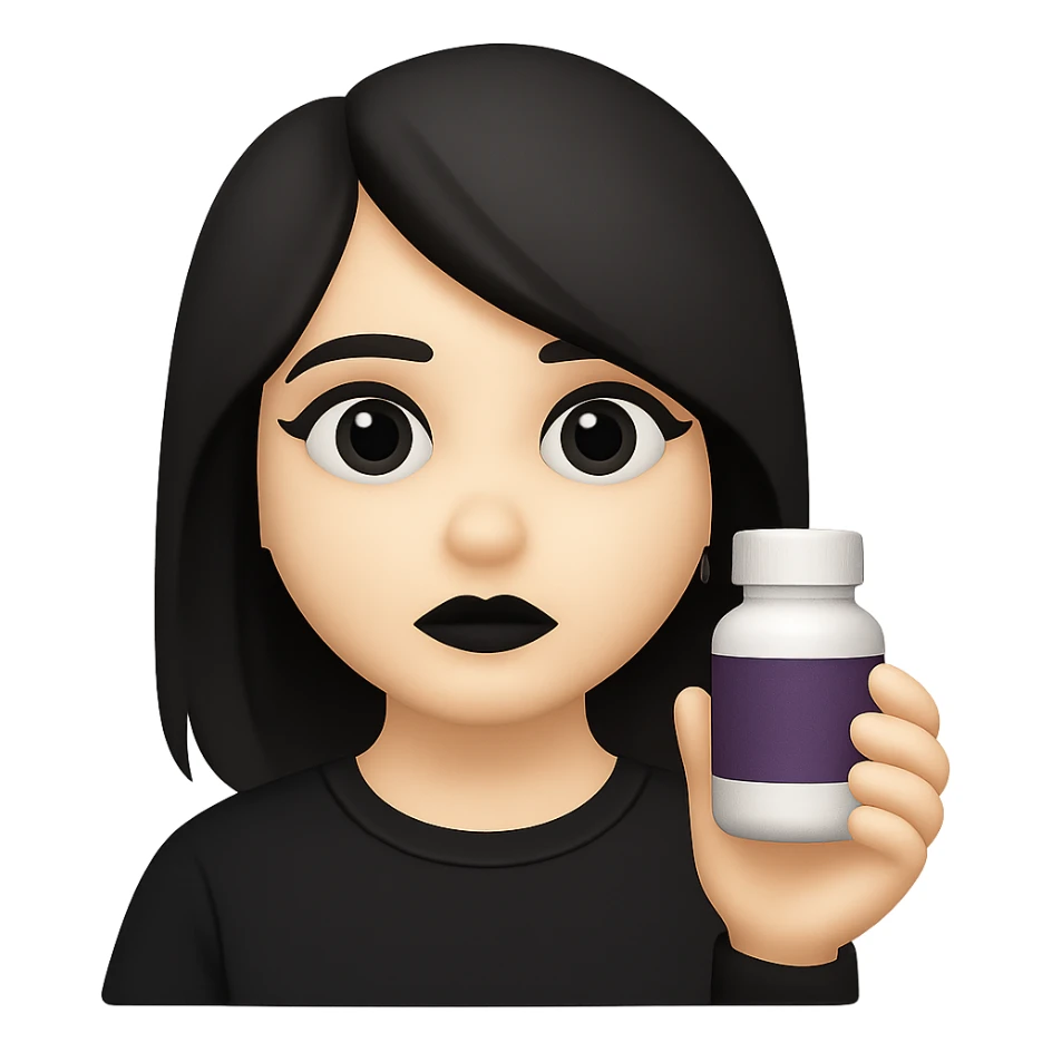 DONNA STILE EMOJI IPHONE CON BOCCETTA DI INTEGRATORE IN MANO, 4K sticker