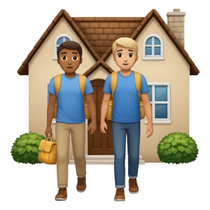 two guys entering at their house sticker