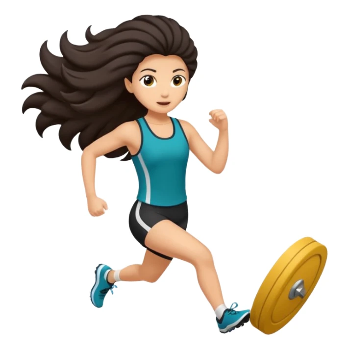 Treino de corrida feminino morena cacheada cabelos cumpridos caindo nas costas sticker