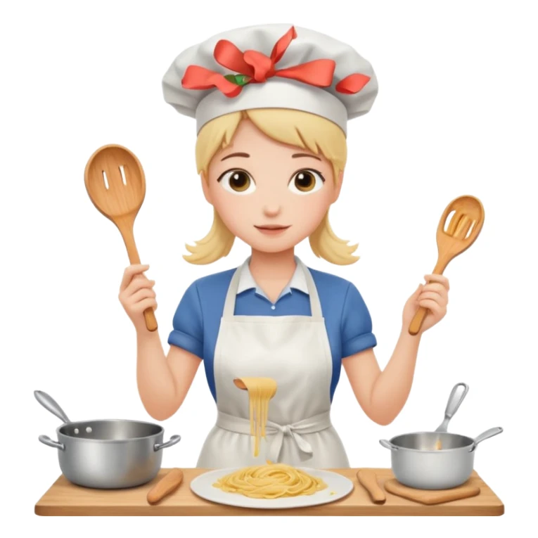 Girl cooking pasta for the first time sticker
