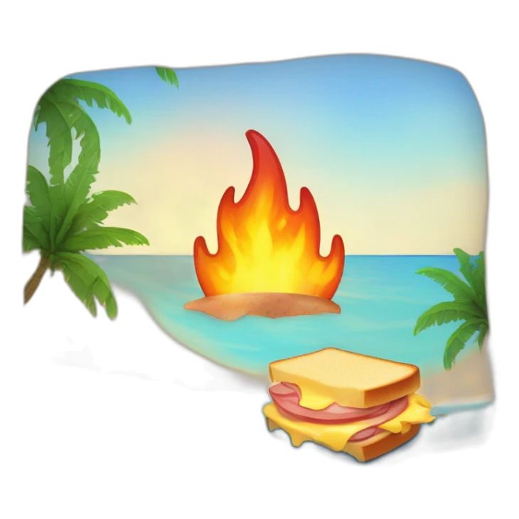 Ham and cheese sandwich on fire ok the beach sticker
