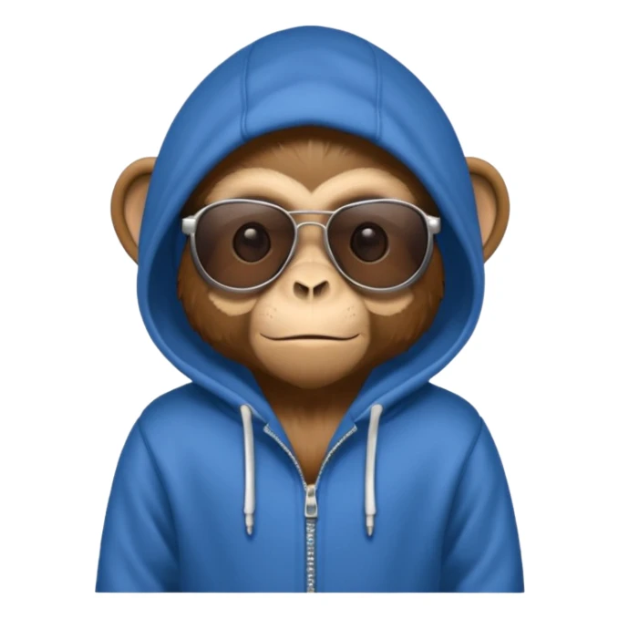 Monkey wearing a hoodie and sunglasses  sticker