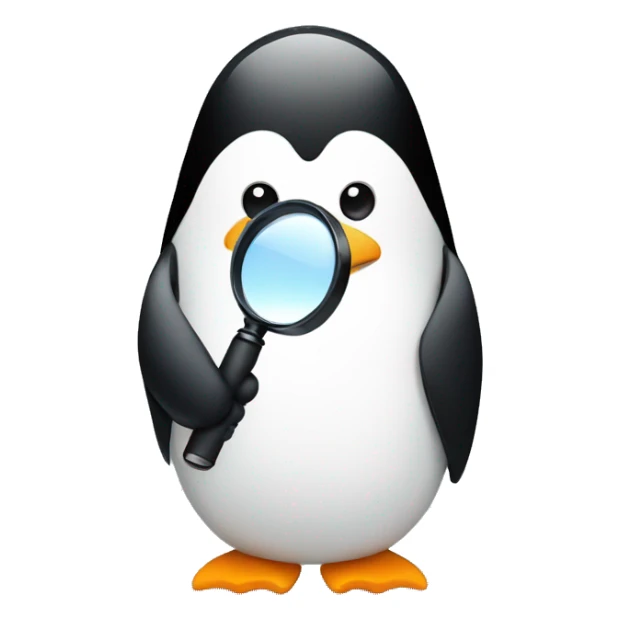 penguin holding a magnifying glass sticker