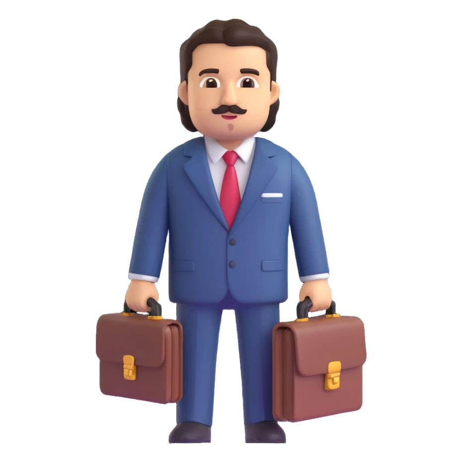 Pablo Escobar emoji holding a briefcase, wearing a suit sticker