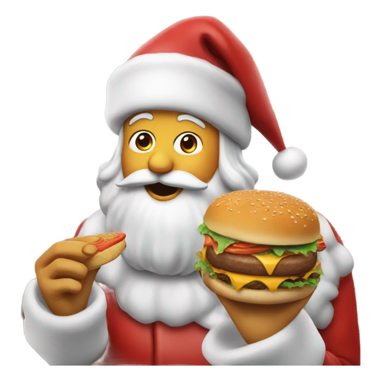 Santa eating an burger  sticker