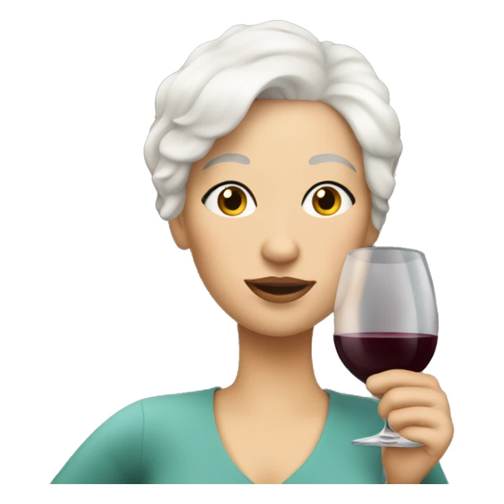 White woman with short white hair drinking wine sticker