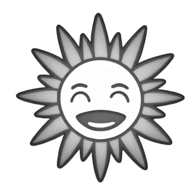 A sun like vacation emoji but no color just white outline sticker