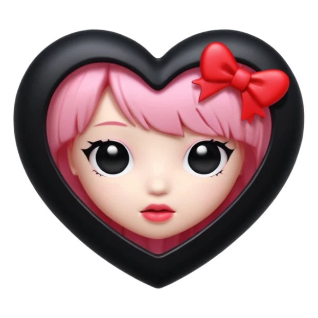 realistic 3d soft cute blackpink goth heart sticker