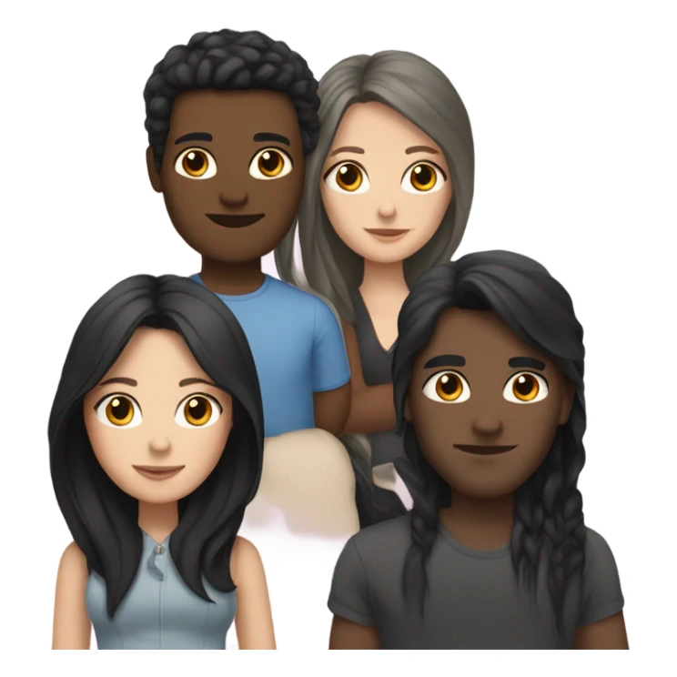 3 white girls with long black hair and 3 men sticker