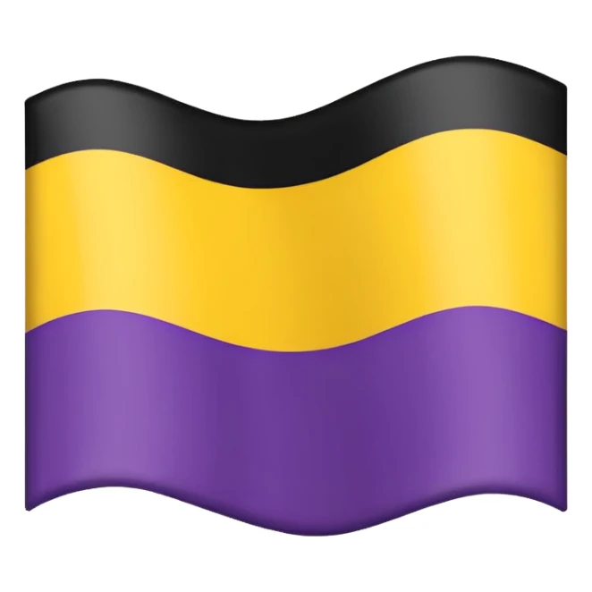 Nonbinary pride flag that goes from the top (black, white ,yellow) to the end (purple) sticker