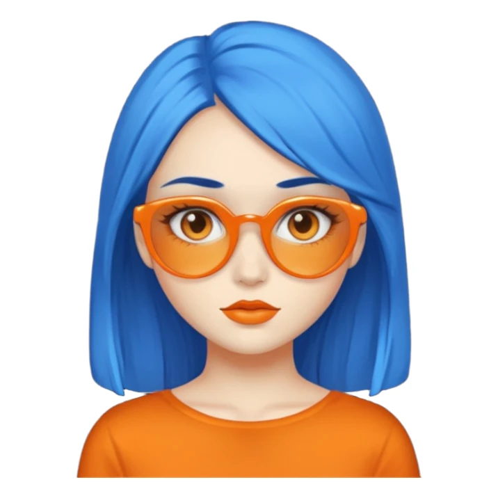 blue skinned orange glassed child girl sticker