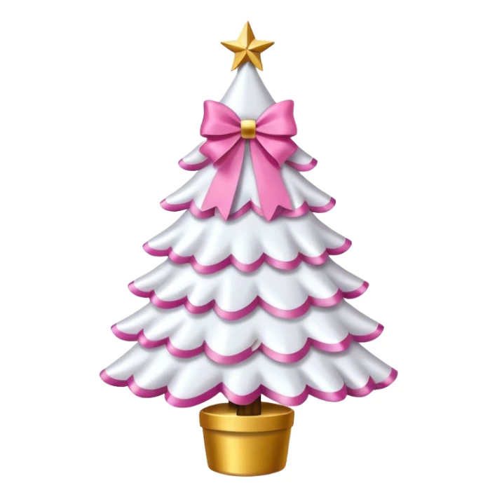 WHITE CHRISTMAS TREE WITH PINK BOWS AND GOLD TINSEL sticker