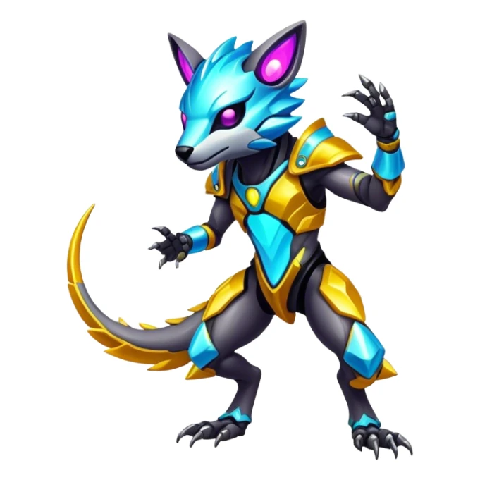 Shiny Epic Edgy Cool Colorful Vibrant Modern Vernid-Protogen-creature-animal, full body sticker