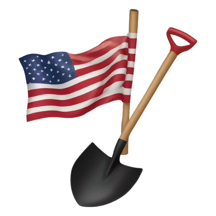 American flag connected to a black shovel sticker