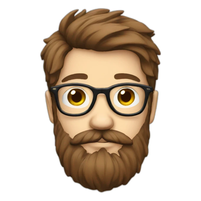 beard hipster glasses adult white brown hair sticker