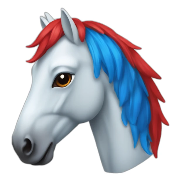 un cheval avec des oreilles rouges et bleu sticker