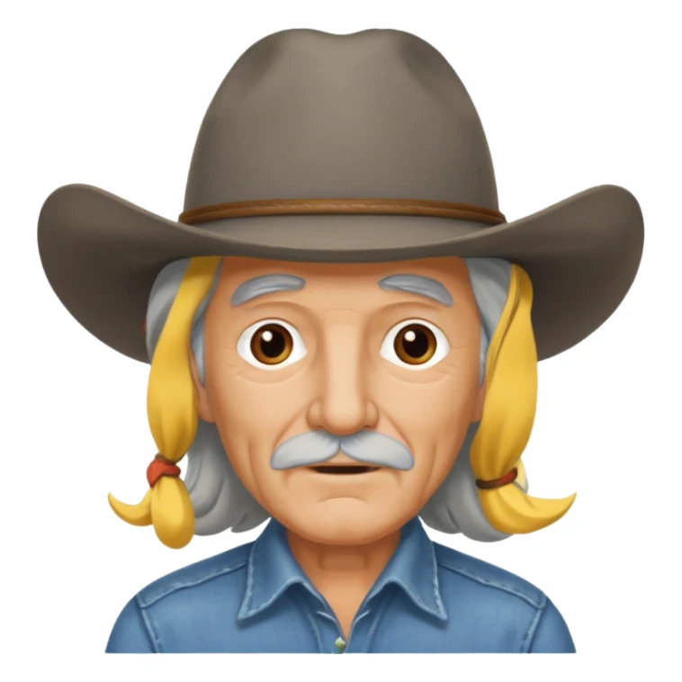 Elderly men with hats long hair  cow boy look sticker