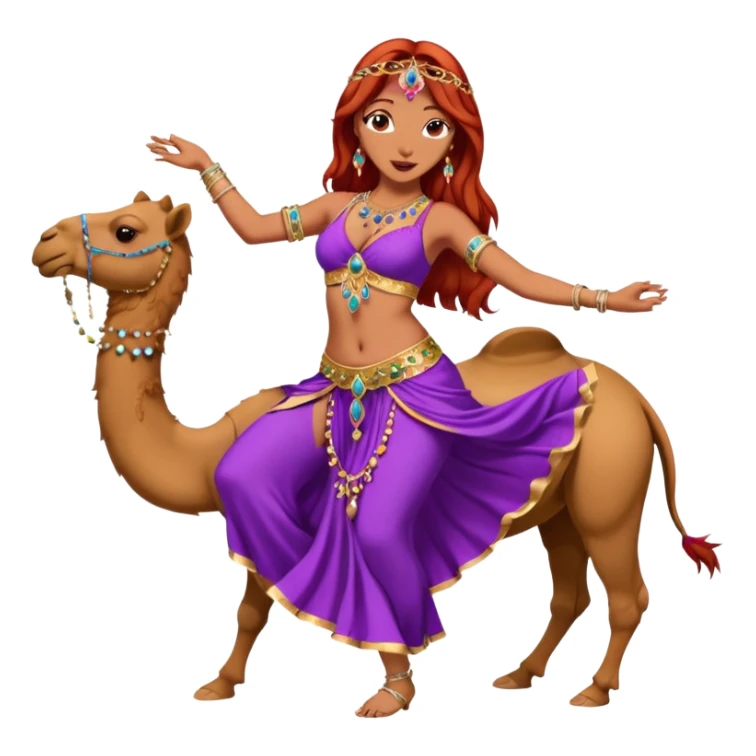 red hair purple dress belly dancer with camel sticker