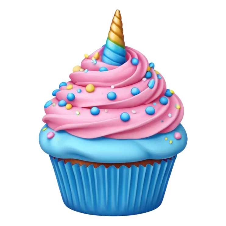 Cupcake with pink and blue icing and unicorn sprinkles  sticker