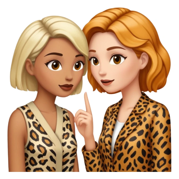 Two women talking to each other, both wearing animal print clothing sticker