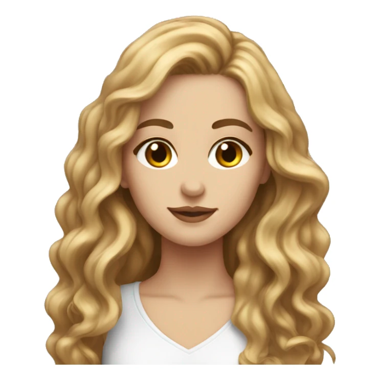 White female with long brown wavy hair long eyelashes beautiful face  sticker