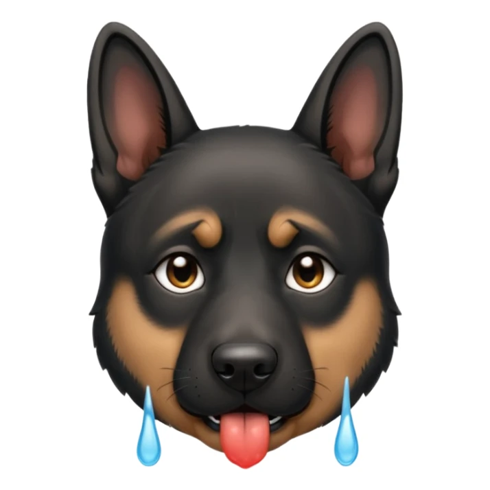 all black german shepherd face crying large tears looking sad sticker