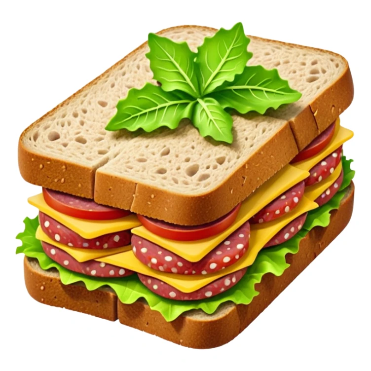 salami sandwich with pickles and lettuce sticker