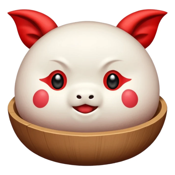 Un mochi japonés con cuernos y rabo de diablo  sticker