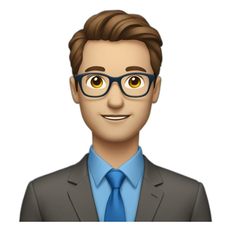 project manager brown hair glasses blue formal shirt sticker
